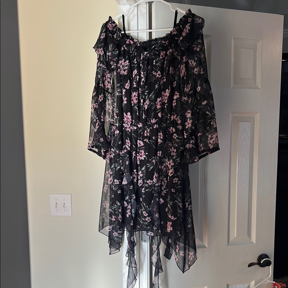 Patrizia Luca Black and Pink Asymmetrical Dress